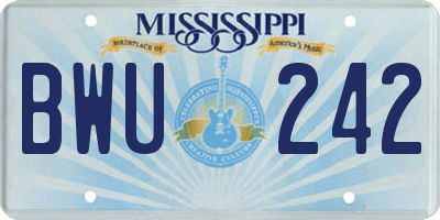 MS license plate BWU242