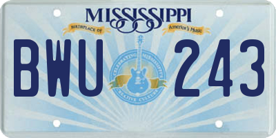 MS license plate BWU243