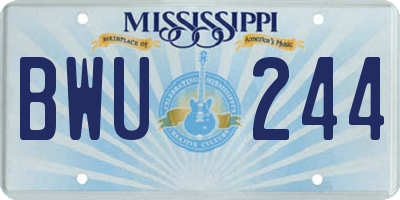 MS license plate BWU244