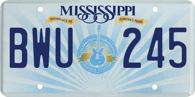 MS license plate BWU245