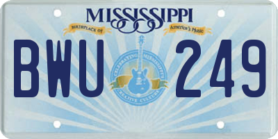 MS license plate BWU249