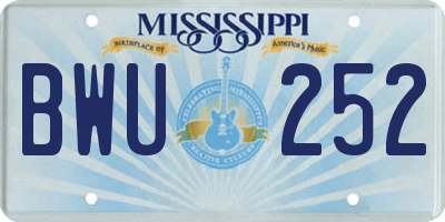 MS license plate BWU252