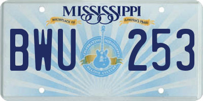 MS license plate BWU253