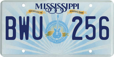 MS license plate BWU256