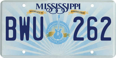 MS license plate BWU262