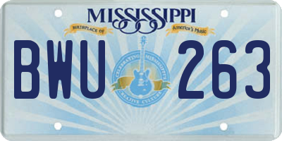 MS license plate BWU263