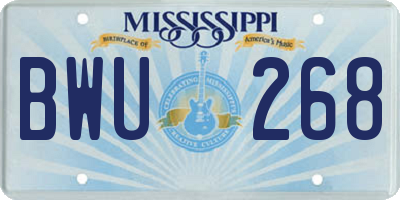 MS license plate BWU268