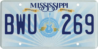 MS license plate BWU269