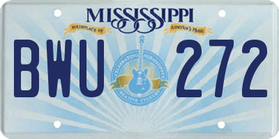 MS license plate BWU272