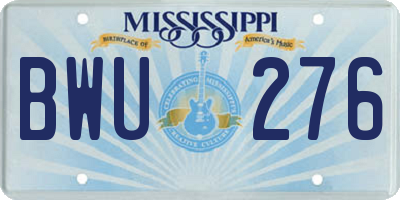 MS license plate BWU276