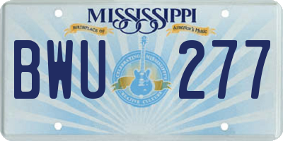 MS license plate BWU277