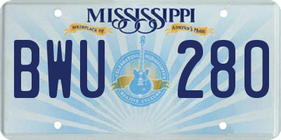 MS license plate BWU280