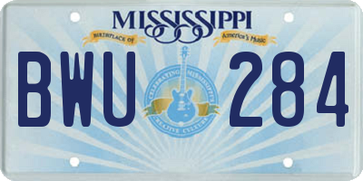 MS license plate BWU284