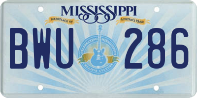 MS license plate BWU286