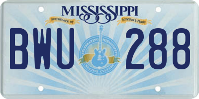 MS license plate BWU288