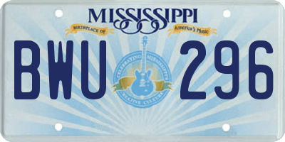 MS license plate BWU296