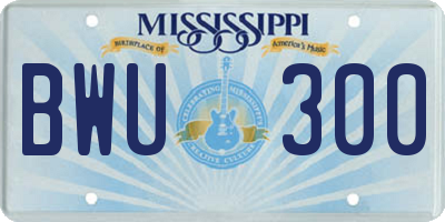 MS license plate BWU300