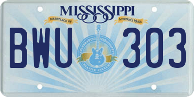 MS license plate BWU303