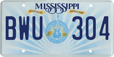 MS license plate BWU304