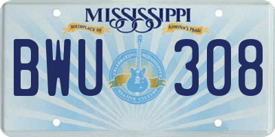 MS license plate BWU308
