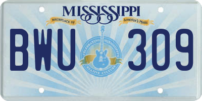 MS license plate BWU309