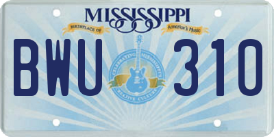 MS license plate BWU310