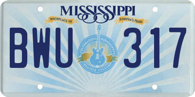 MS license plate BWU317