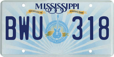 MS license plate BWU318