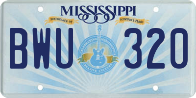 MS license plate BWU320