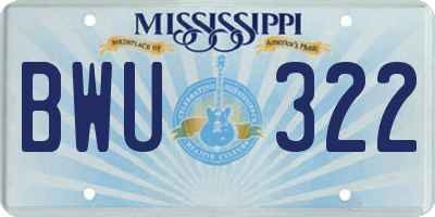 MS license plate BWU322