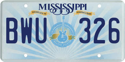 MS license plate BWU326