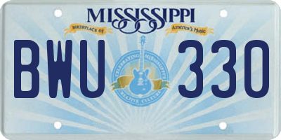 MS license plate BWU330
