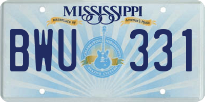 MS license plate BWU331