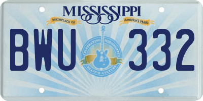 MS license plate BWU332