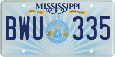 MS license plate BWU335
