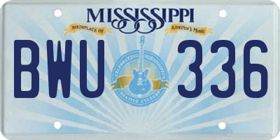MS license plate BWU336