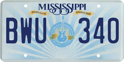 MS license plate BWU340