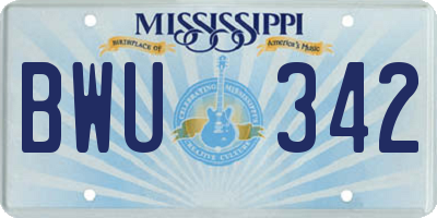 MS license plate BWU342
