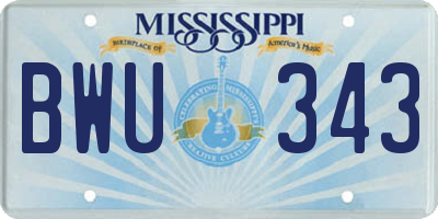 MS license plate BWU343