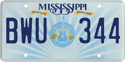 MS license plate BWU344