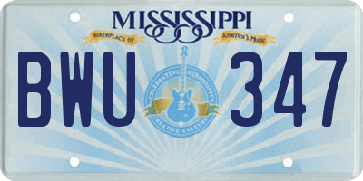 MS license plate BWU347