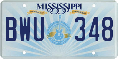 MS license plate BWU348