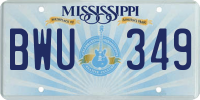 MS license plate BWU349