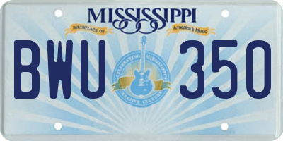 MS license plate BWU350