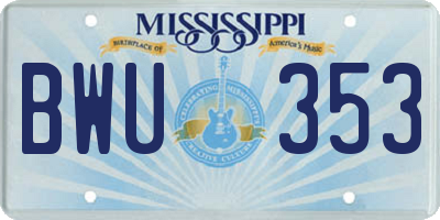 MS license plate BWU353