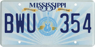 MS license plate BWU354