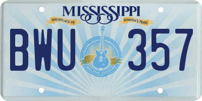 MS license plate BWU357