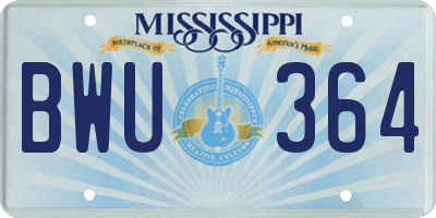 MS license plate BWU364
