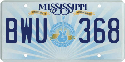 MS license plate BWU368