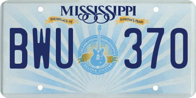 MS license plate BWU370